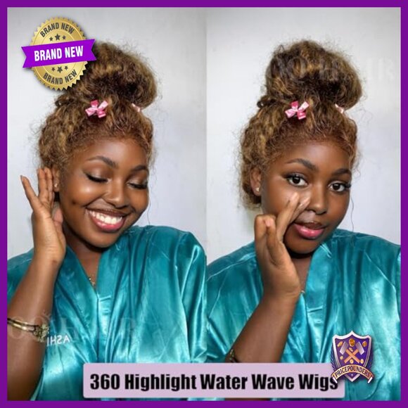 360 Lace Front Human Hair Wig 18 Inch Water Wave 180% Density Full Lace main image 4